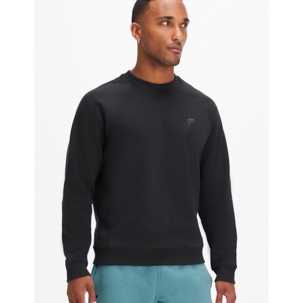 Fabletics The‎ Go-To Crew Men's Pullover Sweatshirt Black Crewneck Logo XL